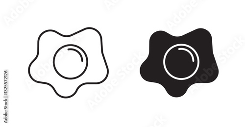 Egg fried filled and outlined icons vectors on white background