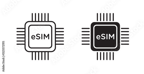 ESIM filled and outlined icons vectors on white background