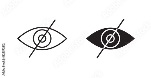 Eye crossed filled and outlined icons vectors on white background