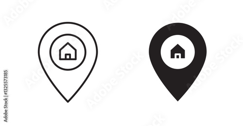 Home location filled and outlined icons vectors on white background