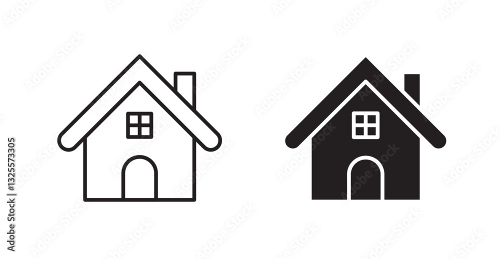 House filled and outlined icons vectors on white background House filled and outlined icons vectors on white background