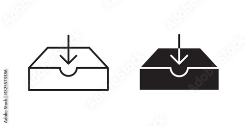 Inbox filled and outlined icons vectors on white background
