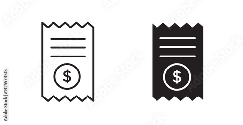 Invoice filled and outlined icons vectors on white background
