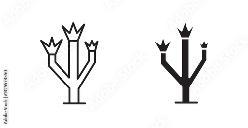 Joshua tree filled and outlined icons vectors on white background