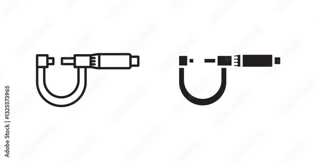 Micrometer filled and outlined icons vectors on white background Micrometer filled and outlined icons vectors on white background
