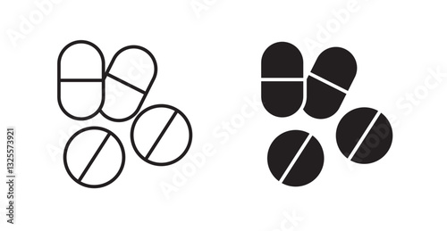 Medicine filled and outlined icons vectors on white background