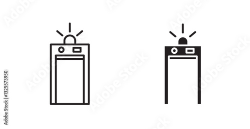 Metal detector filled and outlined icons vectors on white background