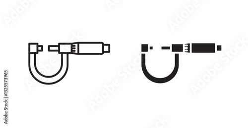 Micrometer filled and outlined icons vectors on white background