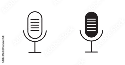 Microphone filled and outlined icons vectors on white background