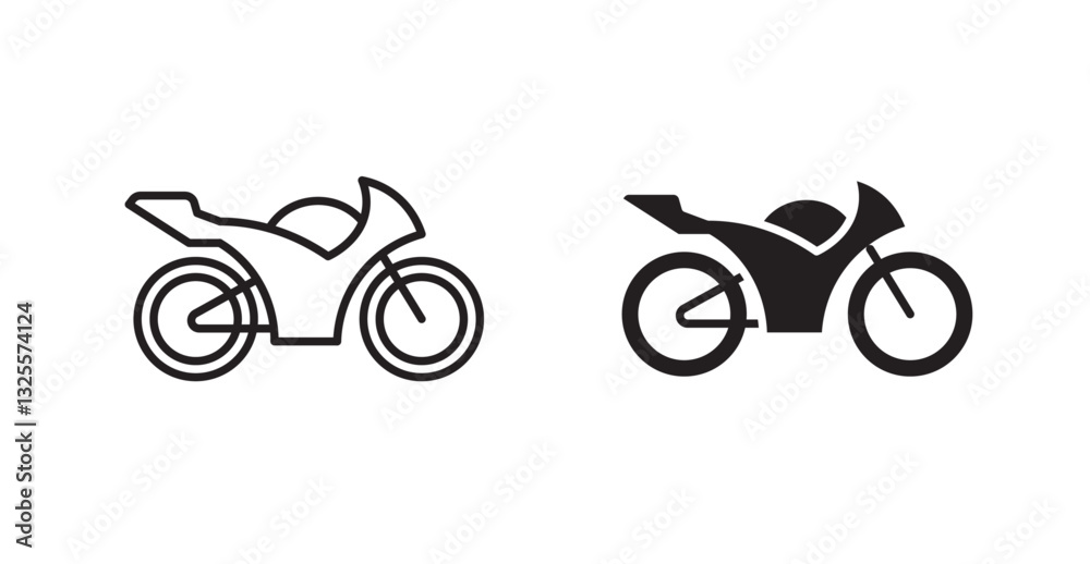 Motorcycle filled and outlined icons vectors on white background Motorcycle filled and outlined icons vectors on white background