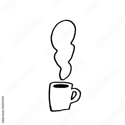 ゆるい手描き風　コーヒー　ベクター　モノクロ　ポップ