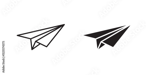 Paper plane filled and outlined icons vectors on white background