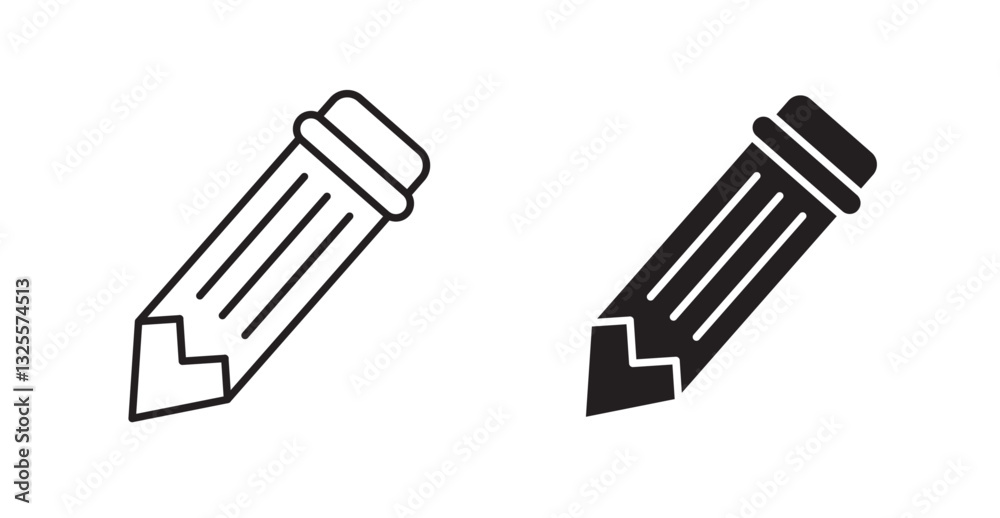 Pencil filled and outlined icons vectors on white background Pencil filled and outlined icons vectors on white background