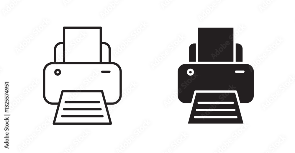 Print filled and outlined icons vectors on white background Print filled and outlined icons vectors on white background