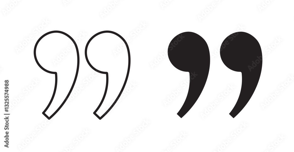 Quote right filled and outlined icons vectors on white background Quote right filled and outlined icons vectors on white background