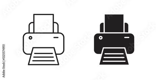 Print filled and outlined icons vectors on white background