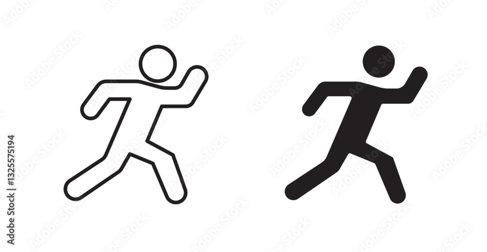 Running filled and outlined icons vectors on white background Running filled and outlined icons vectors on white background