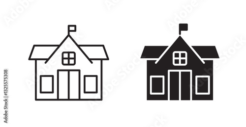 School filled and outlined icons vectors on white background