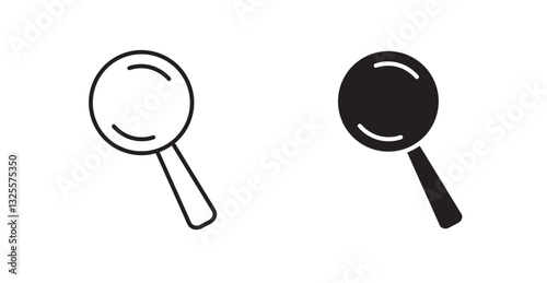 Search filled and outlined icons vectors on white background