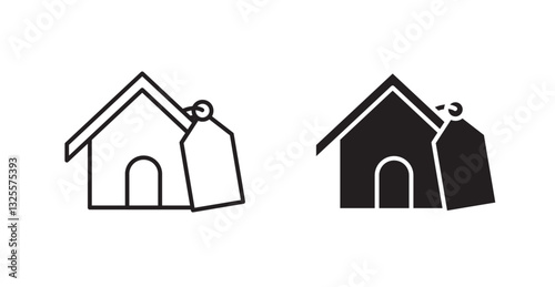 Selling or rent home filled and outlined icons vectors on white background