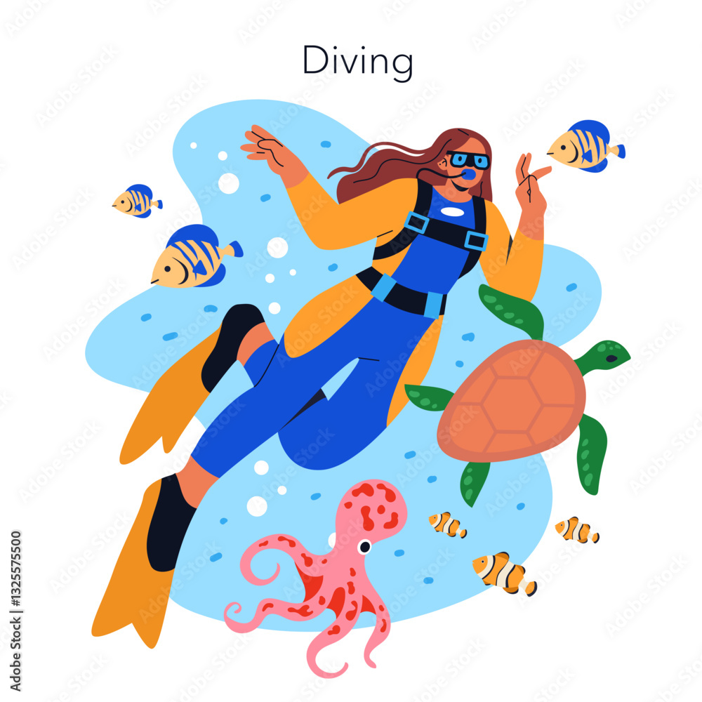 Obraz premium Beach Vacation. Flat Vector Illustration