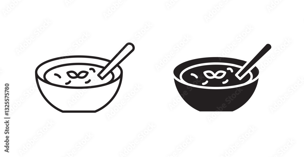 Soup filled and outlined icons vectors on white background Soup filled and outlined icons vectors on white background