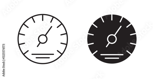 Tachometer filled and outlined icons vectors on white background