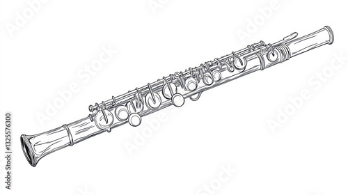 Detailed line drawing of a recorder