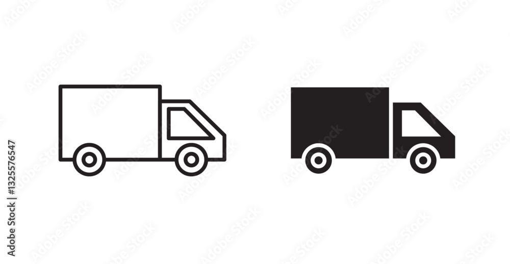 Truck filled and outlined icons vectors on white background Truck filled and outlined icons vectors on white background