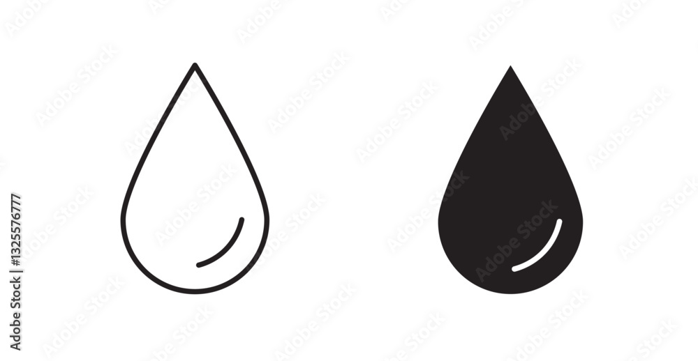 Water drop filled and outlined icons vectors on white background Water drop filled and outlined icons vectors on white background