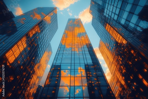 Wallpaper Mural Skyscrapers reflecting warm sunset hues in an urban landscape Torontodigital.ca