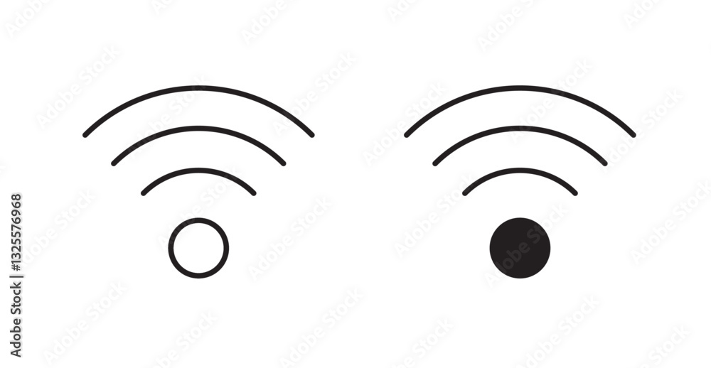 Wifi filled and outlined icons vectors on white background Wifi filled and outlined icons vectors on white background