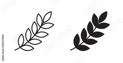 Wheat filled and outlined icons vectors on white background