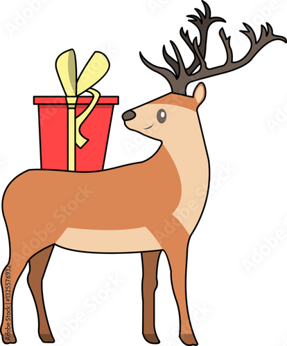 Cartoon Christmas Deer Element Set