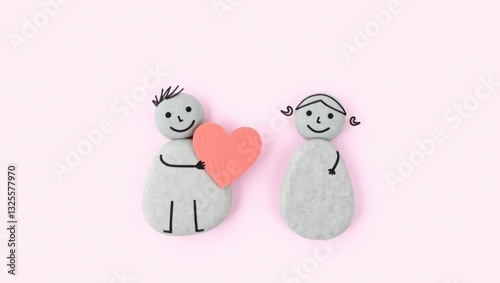 Elegant Exclusive Beautiful Professional Exclusive Unique Creative High-Quality Stunning Modern - Two light gray stones stylized as cartoon charact   Unique Exclusive Unique High-Quality Exclusive photo