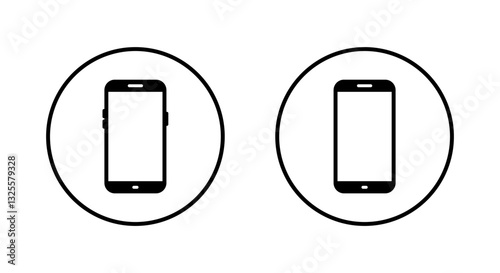 Mobile phone, smartphone icon on black circle. Cellphone sign symbol