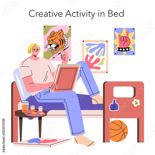 Bed Rotting. Flat Vector Illustration