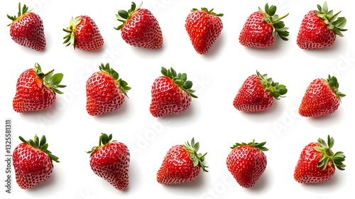 Large collection of fresh strawberries isolated