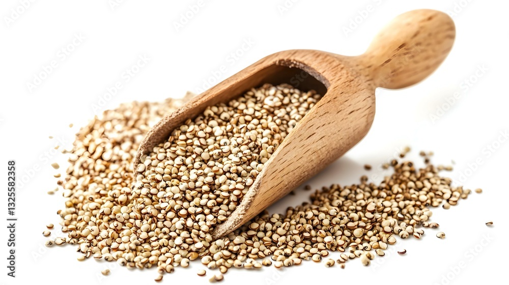 Raw whole unprocessed quinoa seed in wooden Raw whole unprocessed quinoa seed in wooden