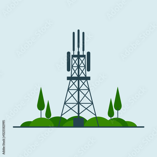Futuristic 5G Antenna Tower Supporting Fast Data Transfer