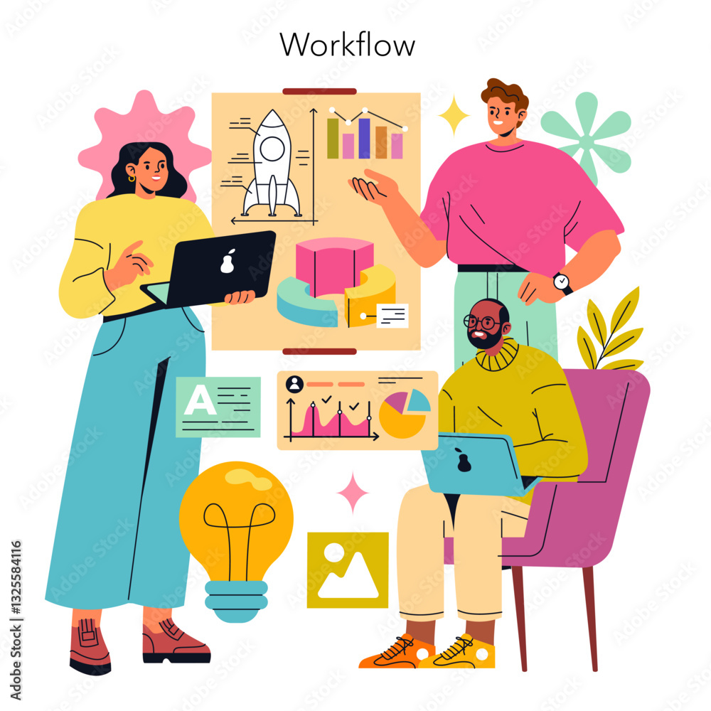 Fototapeta premium Workflow. Flat Vector Illustration