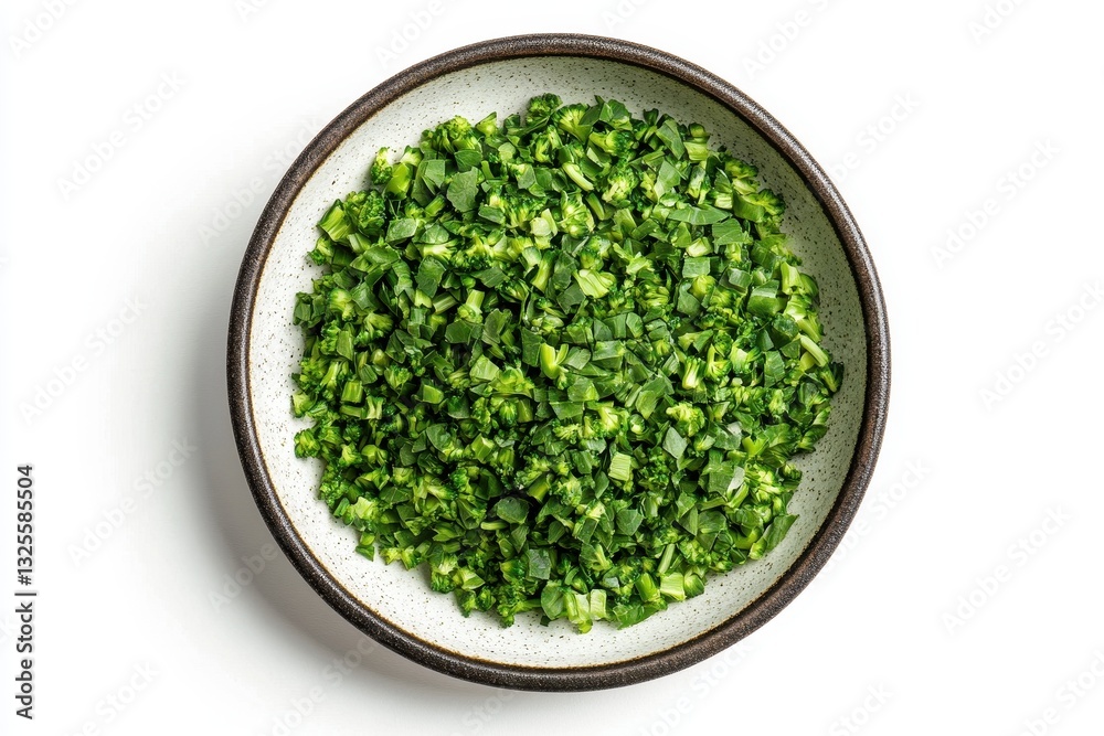 Finely chopped broccoli florets in bowl. Perfect for illustrating healthy recipes, dietary needs, or cooking blogs. Finely chopped broccoli florets in bowl. Perfect for illustrating healthy recipes, dietary needs, or cooking blogs.