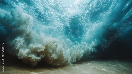 Wallpaper Mural A powerful underwater current pulling sand and marine life along the ocean floor, ocean current power, underwater force, 3D render Torontodigital.ca