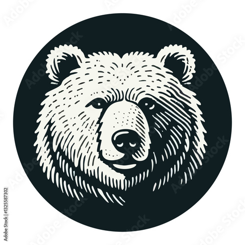 BEAR ENGRAVE LOGO ICON ILLUSTRATION
