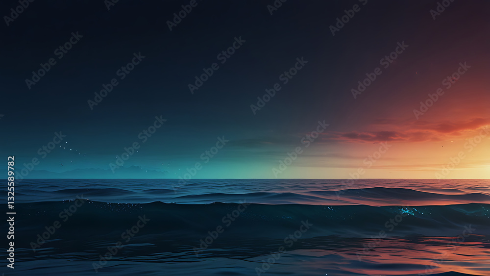 Obraz premium Beautiful seascape with sunset. 3d rendering, illustration