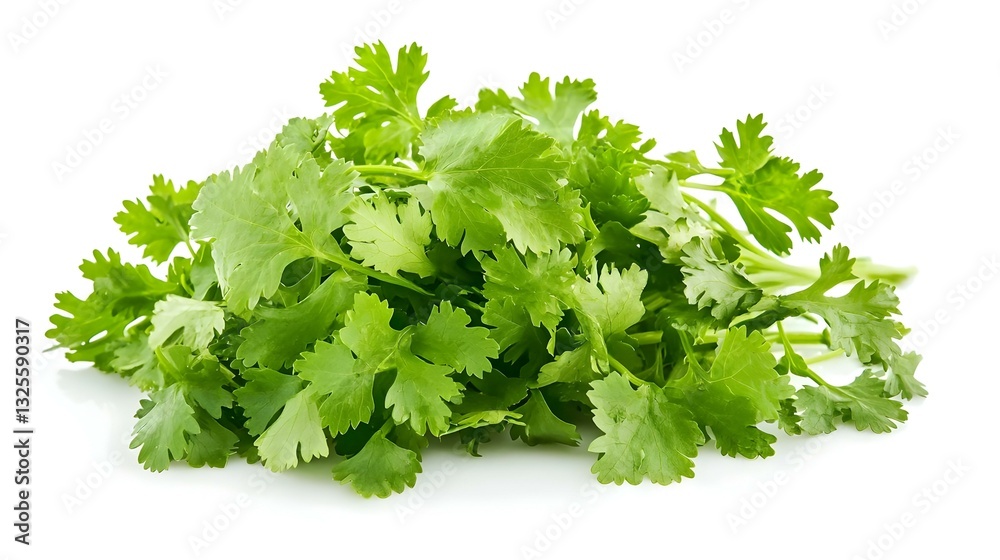 fresh coriander leaves over white background fresh coriander leaves over white background