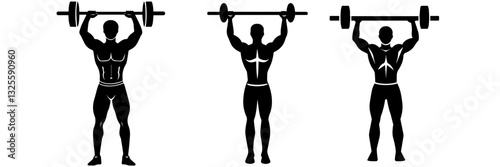 Muscular Fitness Boy Silhouette Lifting Barbell – Perfect for Workout Inspiration