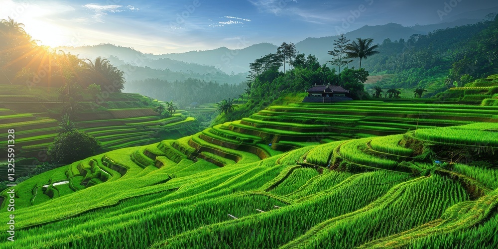 Obraz premium Stunning Terraced Rice Paddies in the Mountains