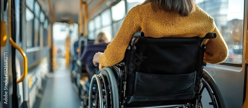 Enjoying a smooth journey on a public bus in a wheelchair.