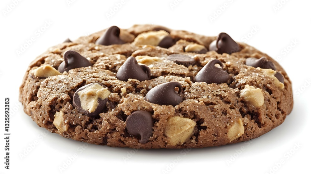 one chocolate chip cookie isolated on white one chocolate chip cookie isolated on white